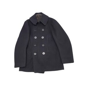 Vintage WW2 Era US Navy Pea Coat Mens S Wool Military Naval Clothing Factory 40s